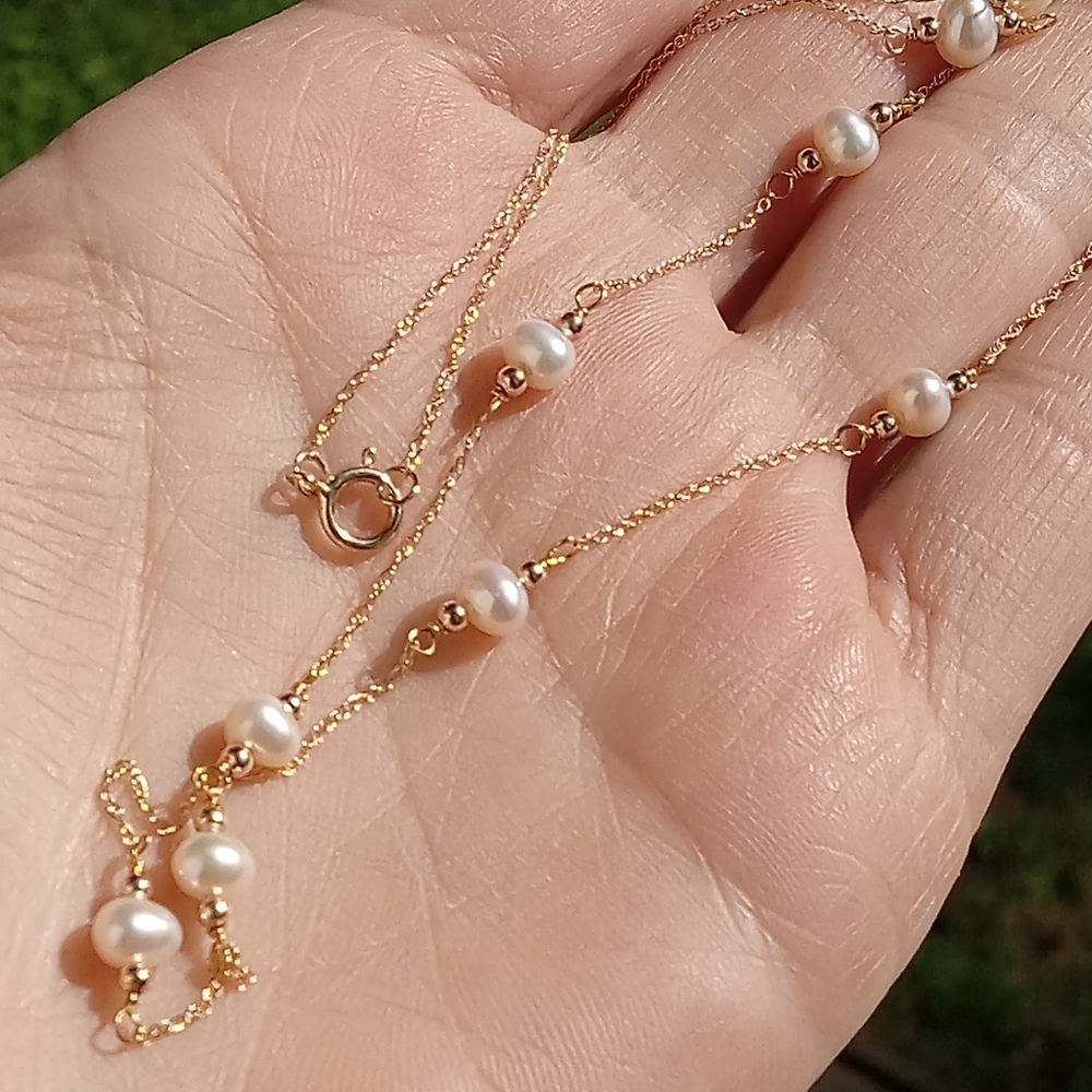 14k gold and freshwater pearl necklace